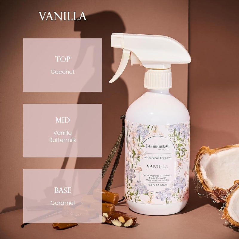 MSENSE ‌ Air & Fabric & Pet Odor Eliminator Spray - 16.9oz Large Size Natural Safe Air Freshener Vanilla Scented Deodorizer for Home Eliminates Smoke & Musty Smells, Ideal for Kitchen & Living Spaces - Image 1